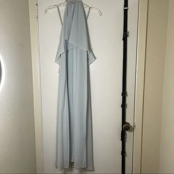 Nouvelle Amsale Cait Dress Formal Chiffon Blue - Picture 2 of 9